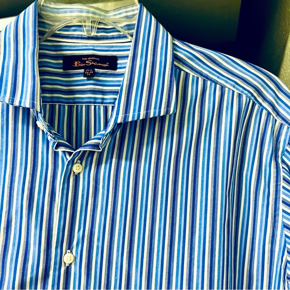 2 Ben Sherman Long Sleeve Button Down Shirts Size XL Blue & White Stripe - Picture 3 of 16